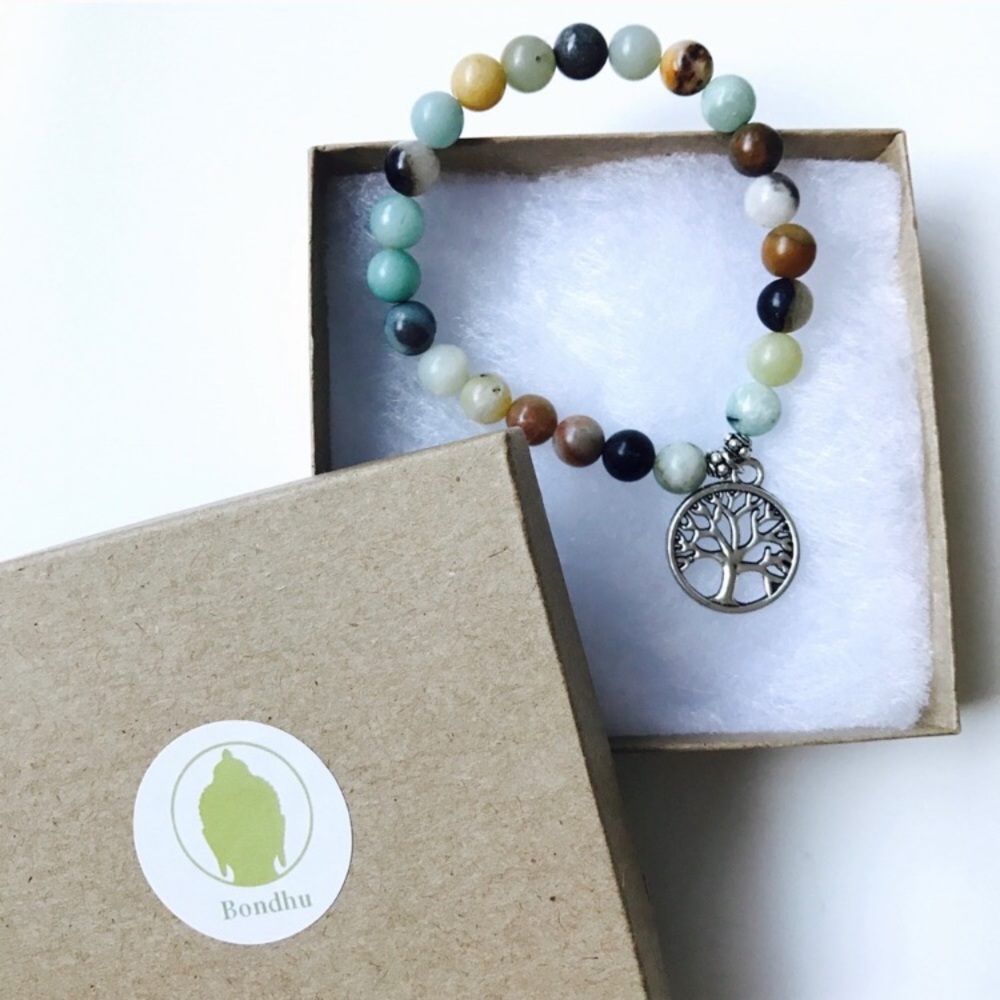 Amazonite Tree of Life Mala Bead Bracelet